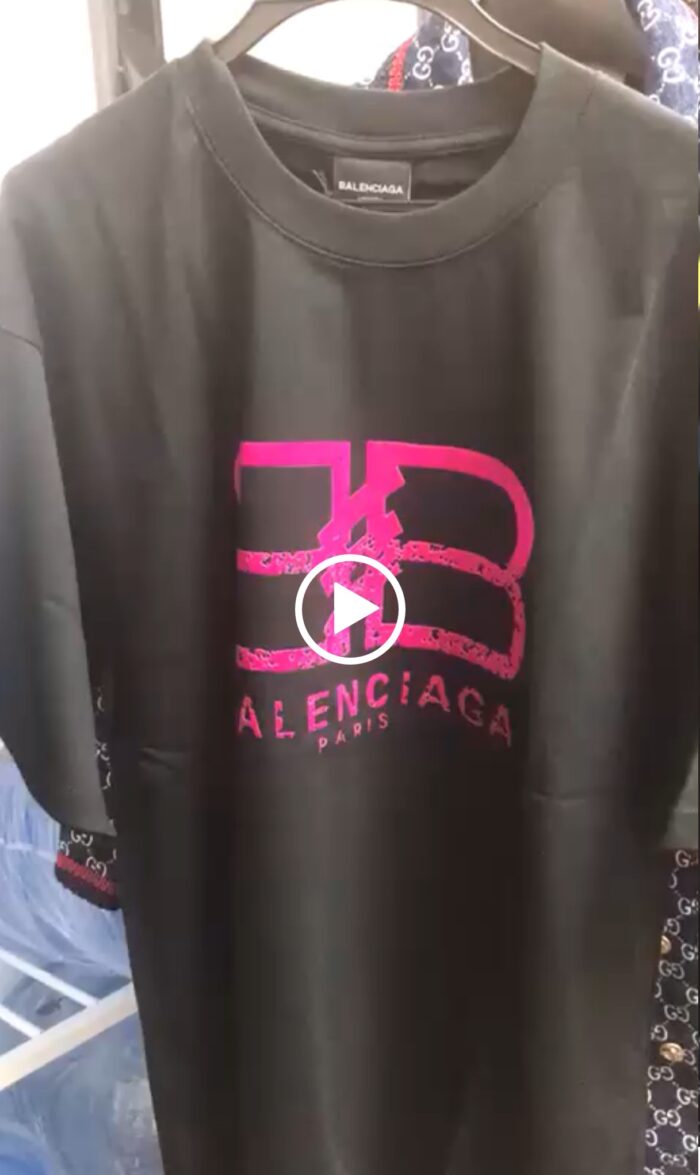 Balenciaga Pink Logo Print (Fitted) Size Large